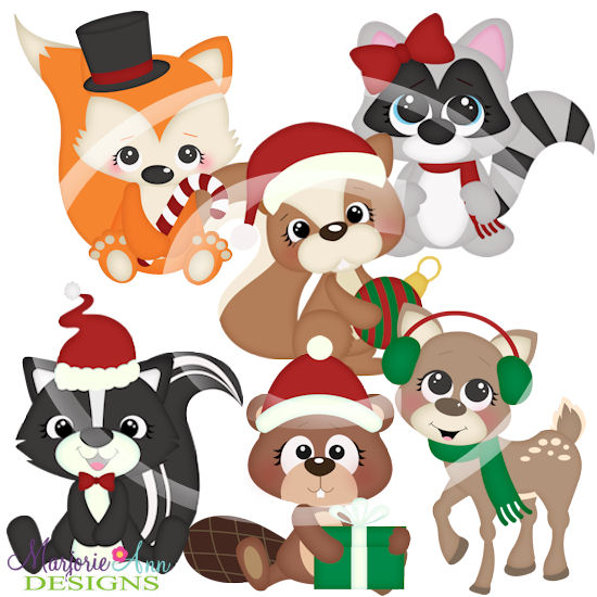 Woodland Christmas Animals SVG Cutting Files + Clipart - Click Image to Close